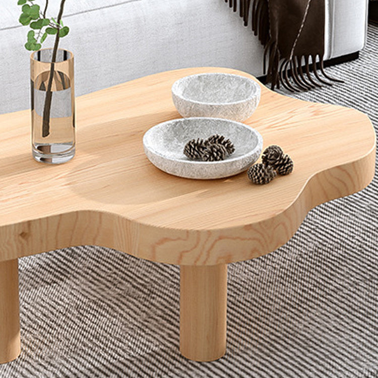 Scandinavian Coffee Table in Free Form with 3 Pine Wood Legs