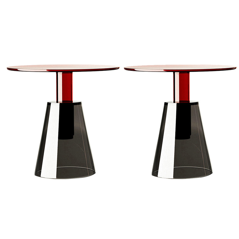 Contemporary Glass Top Pedestal Round Living Room Accent Side Table