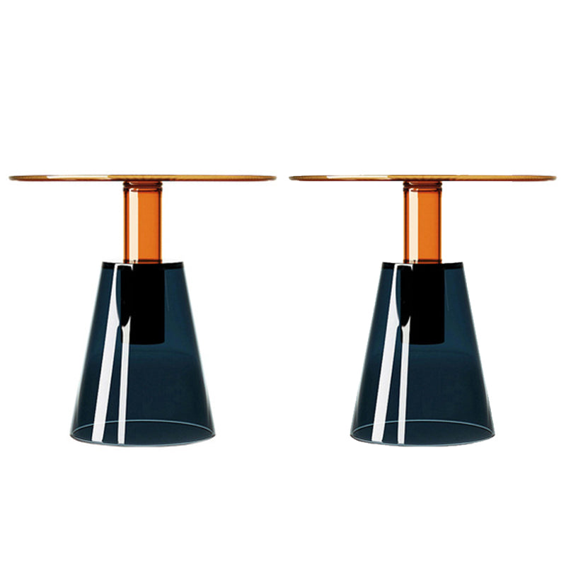 Contemporary Glass Top Pedestal Round Living Room Accent Side Table