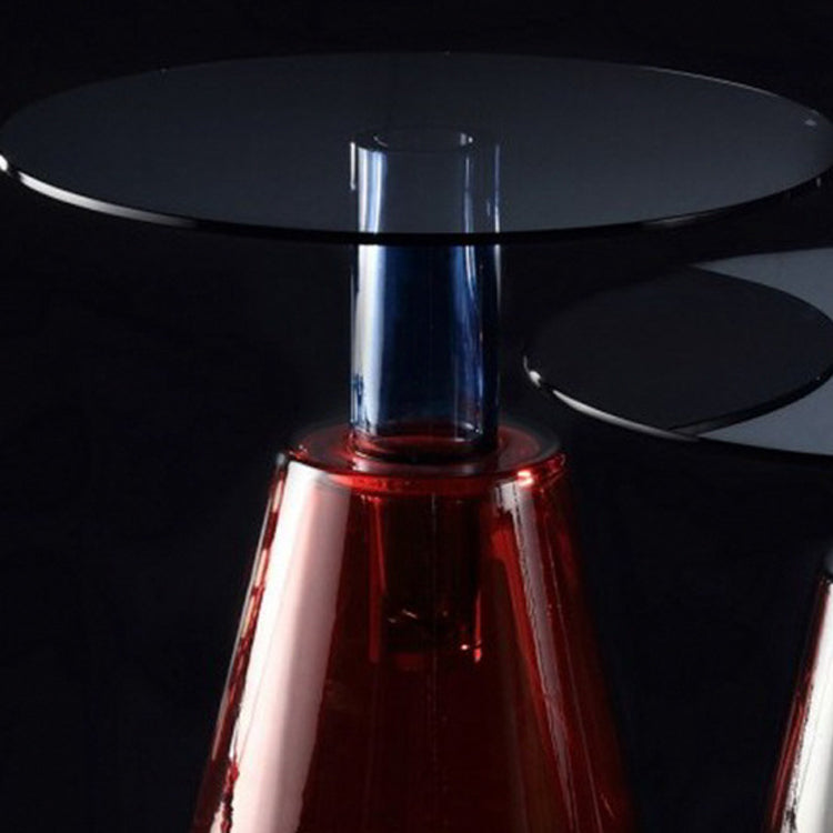 Contemporary Glass Top Pedestal Round Living Room Accent Side Table
