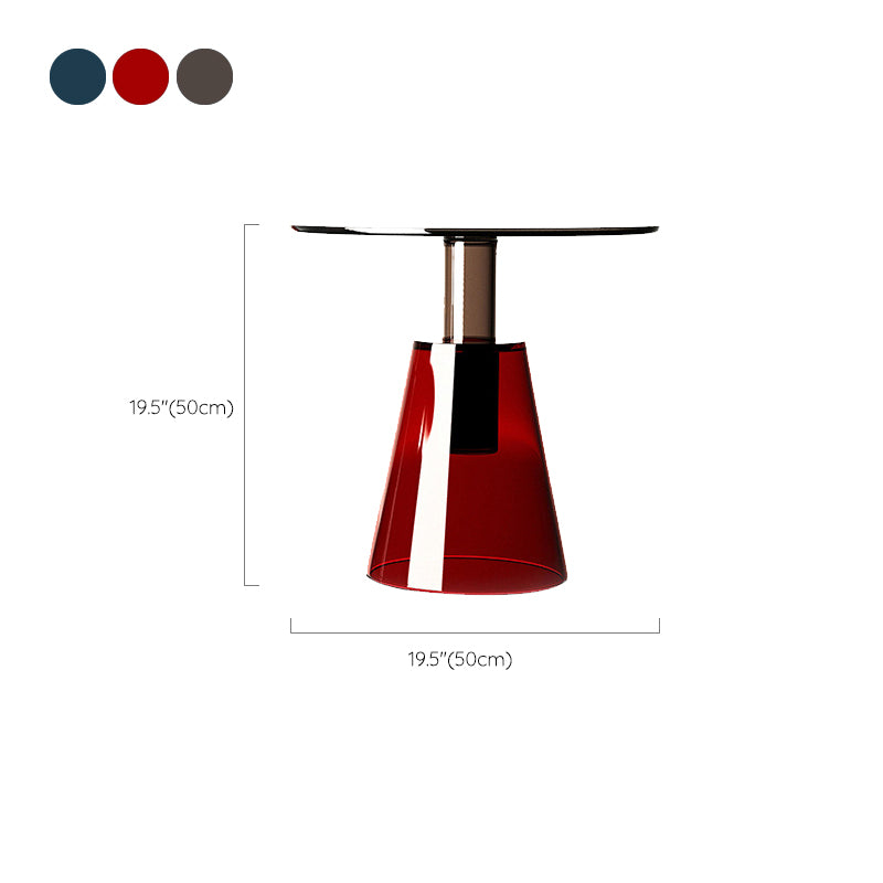 Contemporary Glass Top Pedestal Round Living Room Accent Side Table
