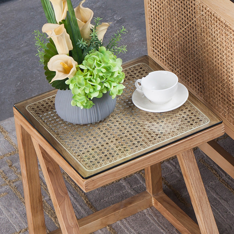 Contemporary Solid Wood Frame Square Living Room Accent Side Table