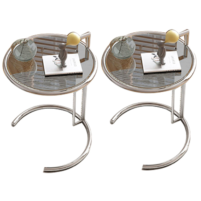Modern Glass Top Abstract Round Living Room Accent Side Table