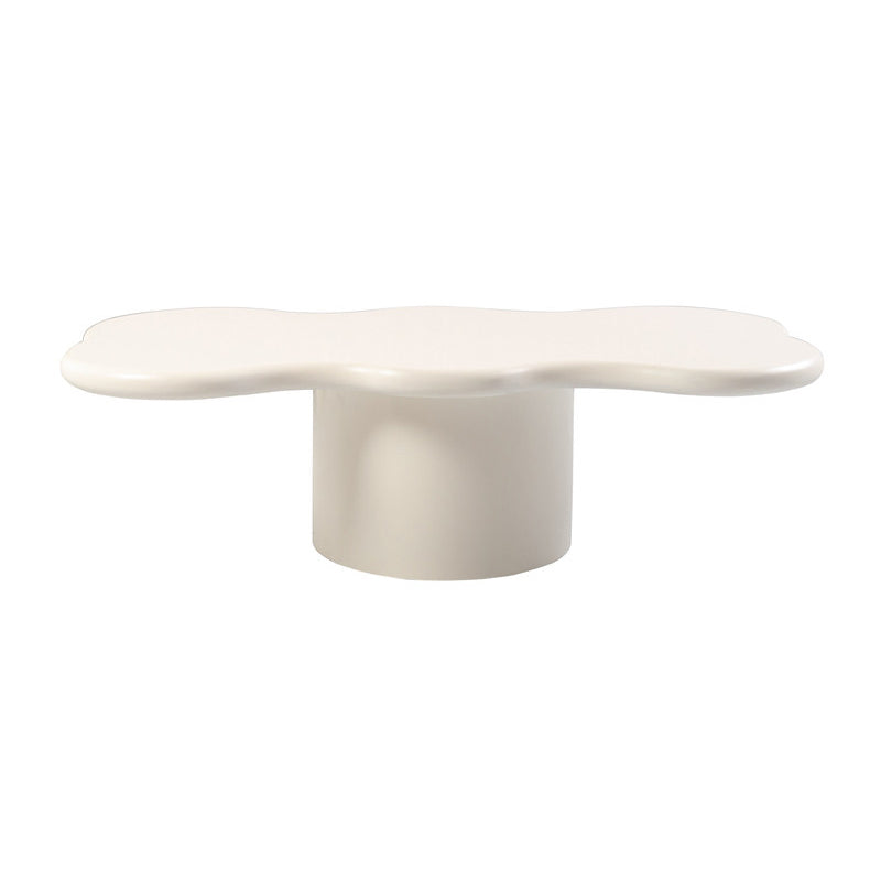 Scandinavian Free Form Coffee Table with Wooden Base in Beige