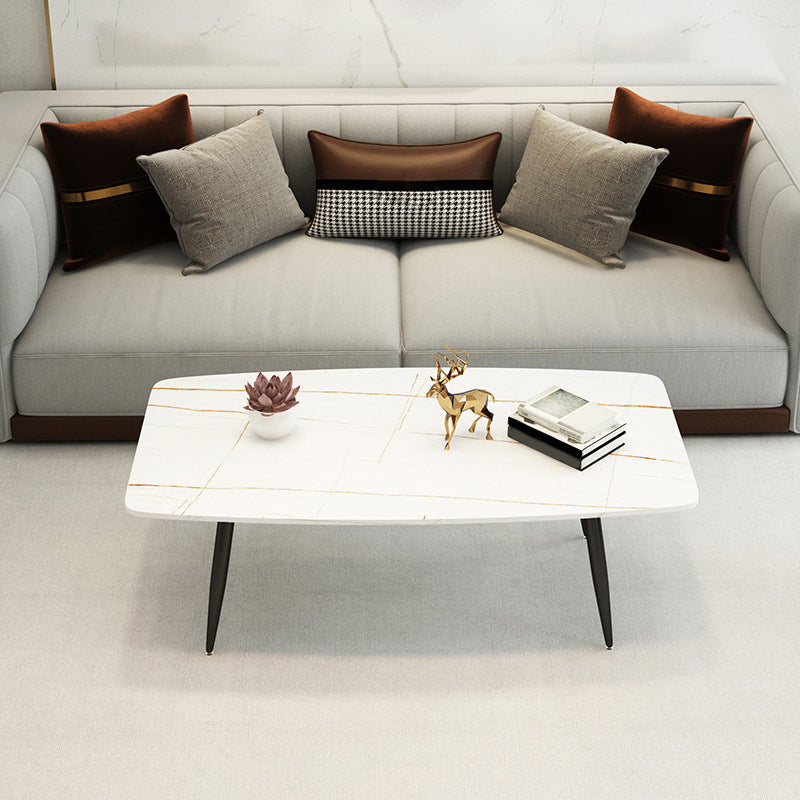 Rectangle Slate Coffee Table Glam 4 Legs Coffee Cocktail Table