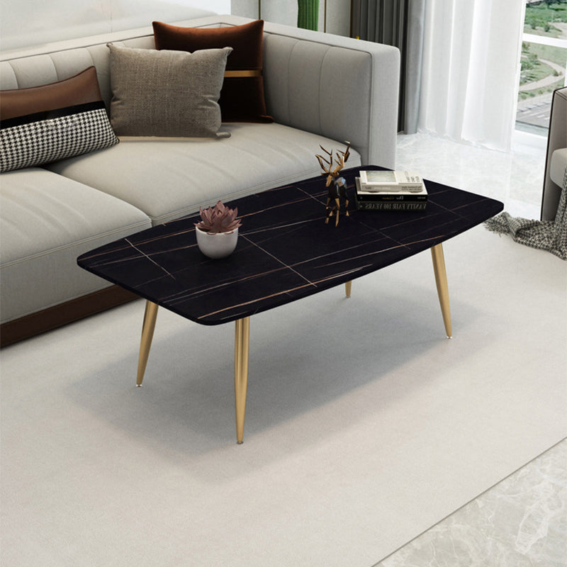 Rectangle Slate Coffee Table Glam 4 Legs Coffee Cocktail Table