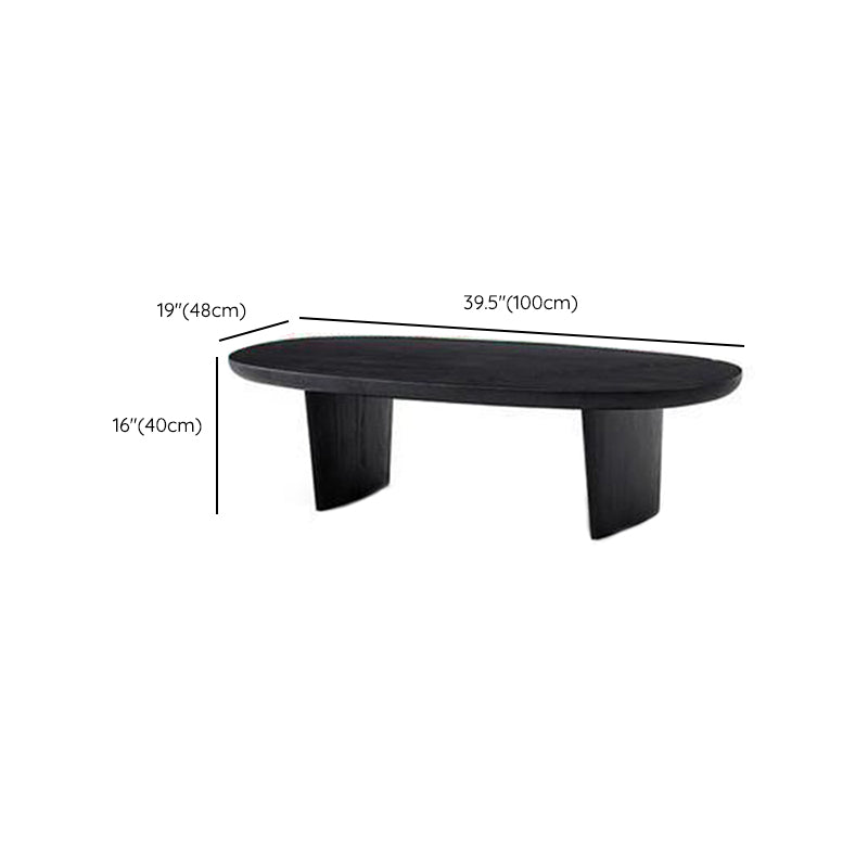 Scandinavian Oval Wood Coffee Table 15.75"H 2 Legs Cocktail Table