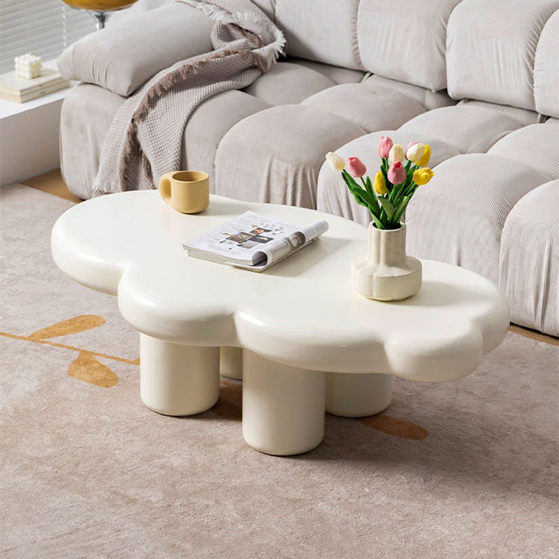 Scandinavian Cream Irregular 4 Legs Coffee Cocktail Table - 13.8" H