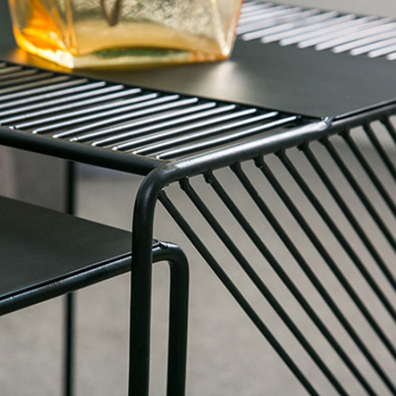 Mid Century Metal Square Cocktail Table 2-Piece Coffee Table Set