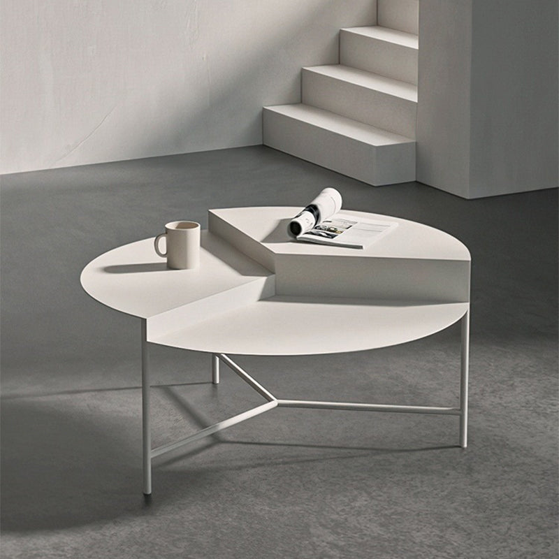 Mid-Century Modern Round Coffee Table with 3 Legs in Iron Cocktail Table