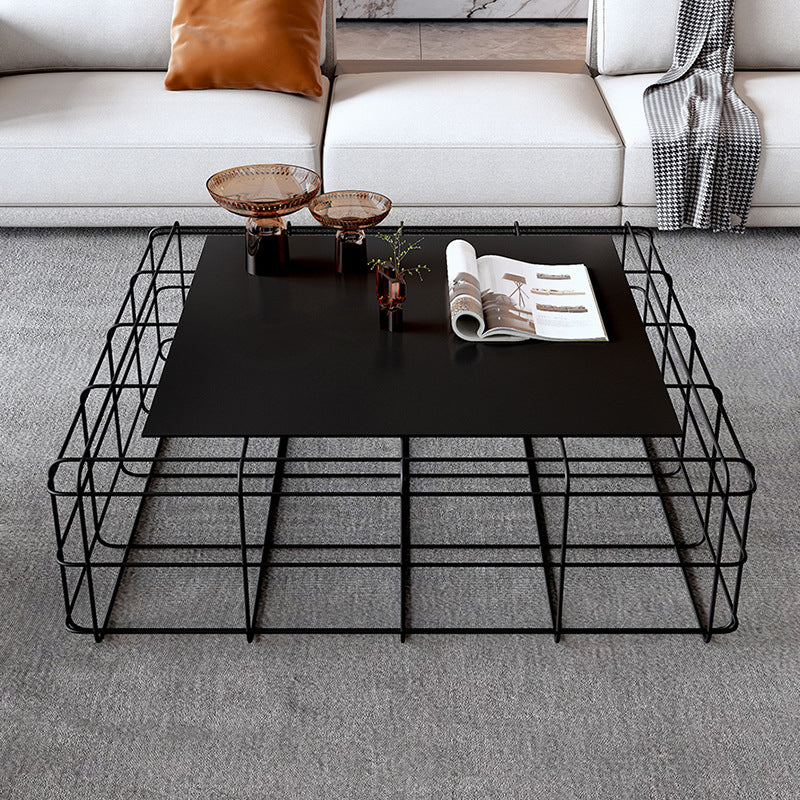 Mid-Century Modern Coffee Table Black Iron Frame Coffee Cocktail Table