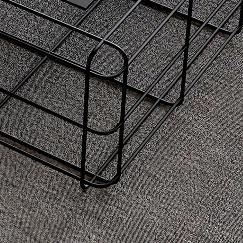 Mid-Century Modern Coffee Table Black Iron Frame Coffee Cocktail Table