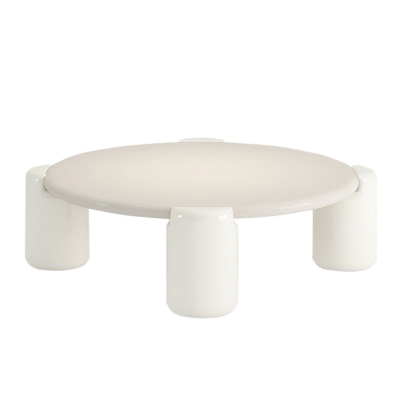 Contemporary Round Beige Coffee Table with 4 Legs Wooden Coffee Table