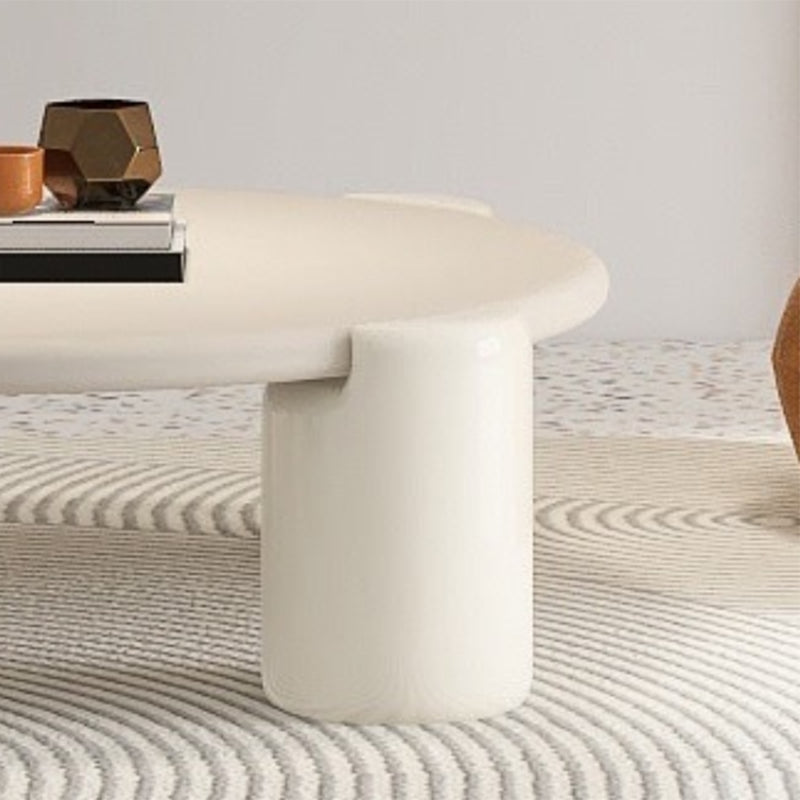 Contemporary Round Beige Coffee Table with 4 Legs Wooden Coffee Table