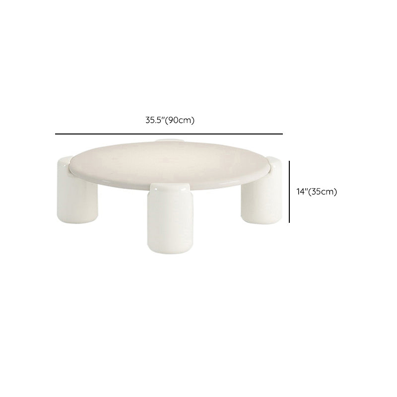 Contemporary Round Beige Coffee Table with 4 Legs Wooden Coffee Table