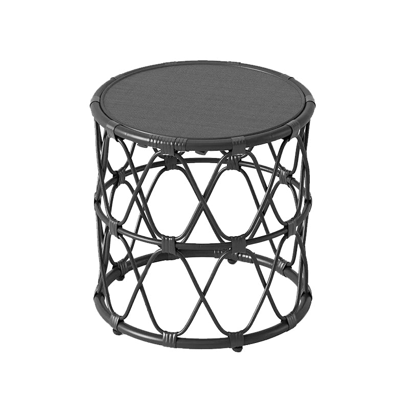 Scandinavian Round Top Coffee Table Rattan Drum Cocktail Table