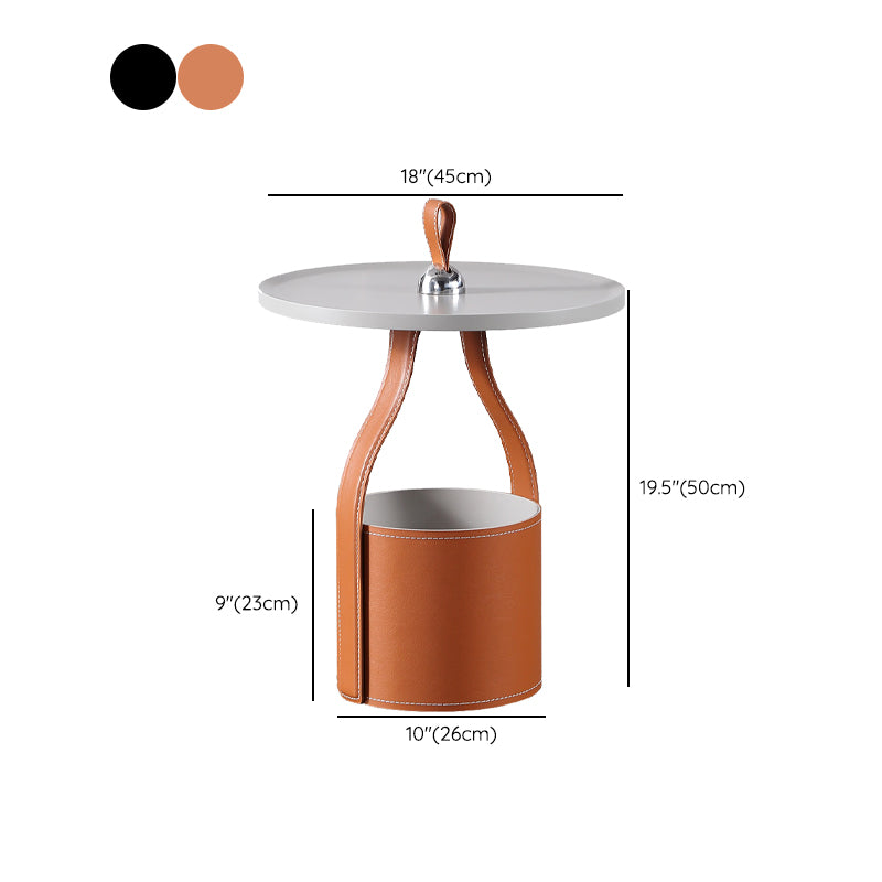 Modernistic Wood Pedestal with Storage Round Living Room Side Table