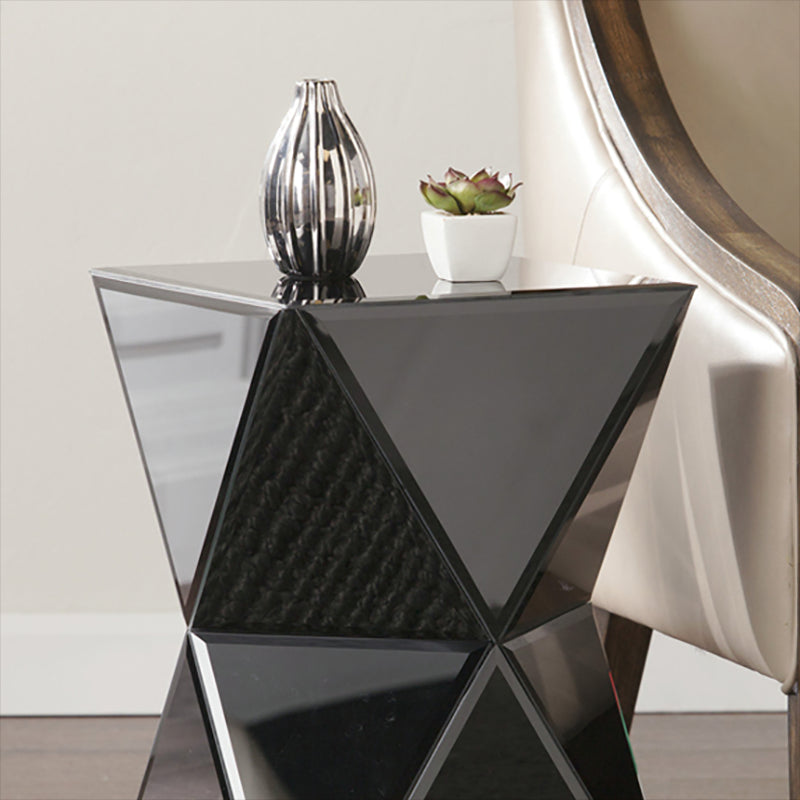 Contemporary Side Table Glass Pedestal Square Living Room End Table
