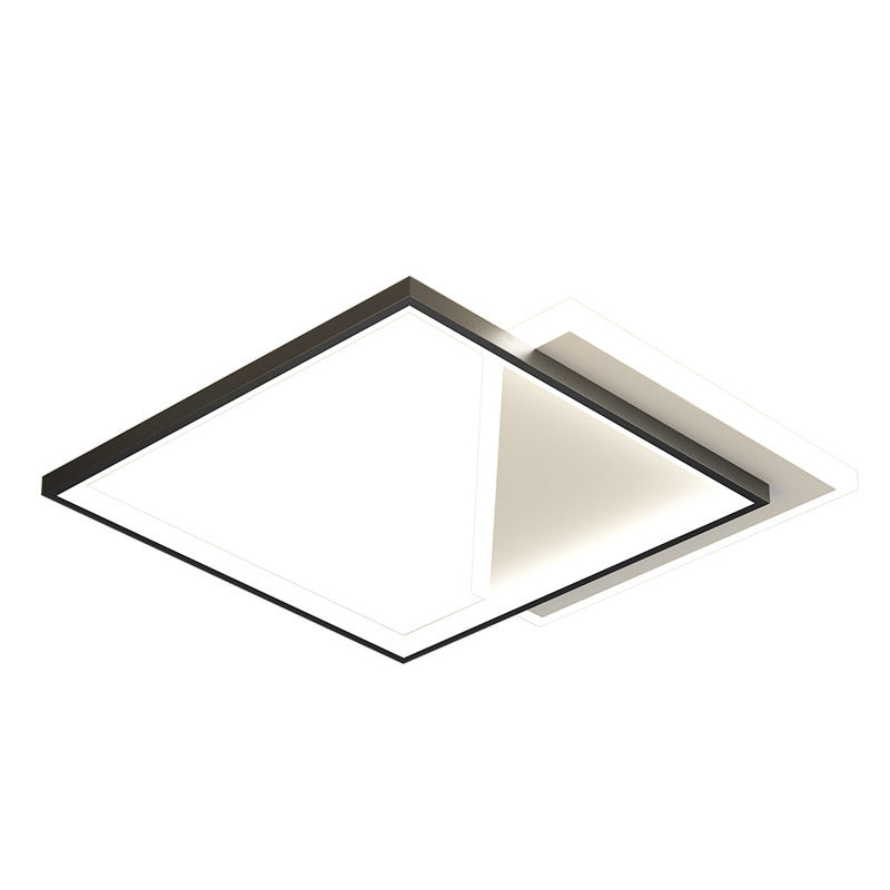 Metal Geometric Shape Flush Mount Light Modern-Style 2 Lights Flush Ceiling Light in Black