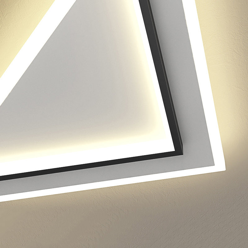 Metal Geometric Shape Flush Mount Light Modern-Style 2 Lights Flush Ceiling Light in Black