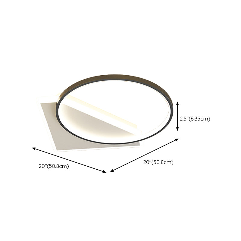 Metal Geometric Shape Flush Mount Light Modern-Style 2 Lights Flush Ceiling Light in Black