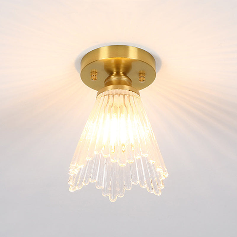 Copper Ceiling Light Modern Ceiling Mount Light with Glass Shade for Aisle