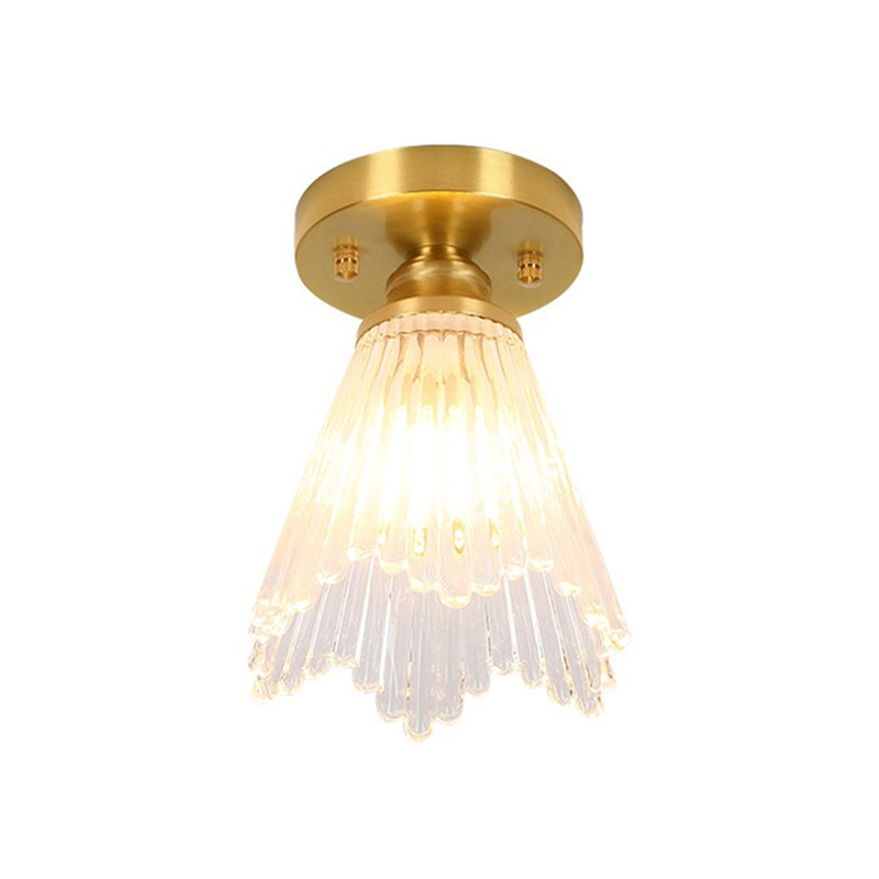Copper Ceiling Light Modern Ceiling Mount Light with Glass Shade for Aisle