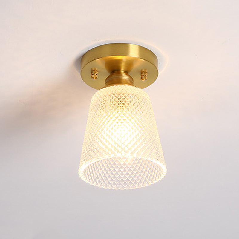 Copper Ceiling Light Modern Ceiling Mount Light with Glass Shade for Aisle