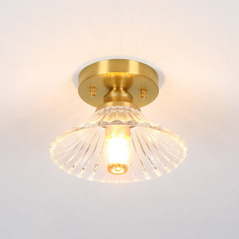 Copper Ceiling Light Modern Ceiling Mount Light with Glass Shade for Aisle