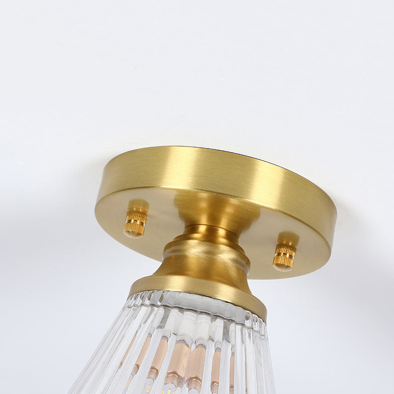 Copper Ceiling Light Modern Ceiling Mount Light with Glass Shade for Aisle