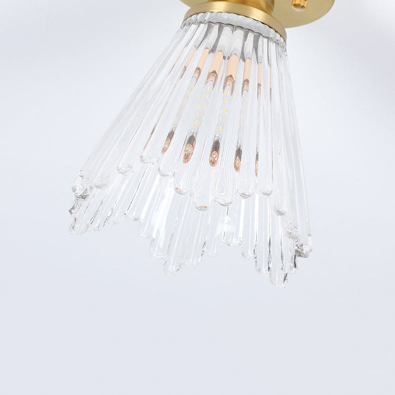 Copper Ceiling Light Modern Ceiling Mount Light with Glass Shade for Aisle