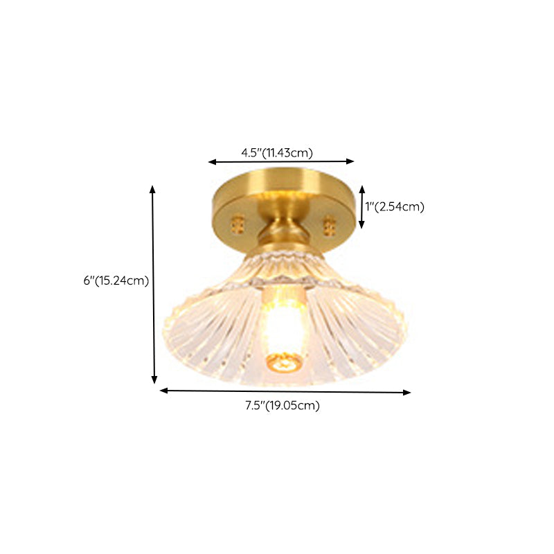 Copper Ceiling Light Modern Ceiling Mount Light with Glass Shade for Aisle