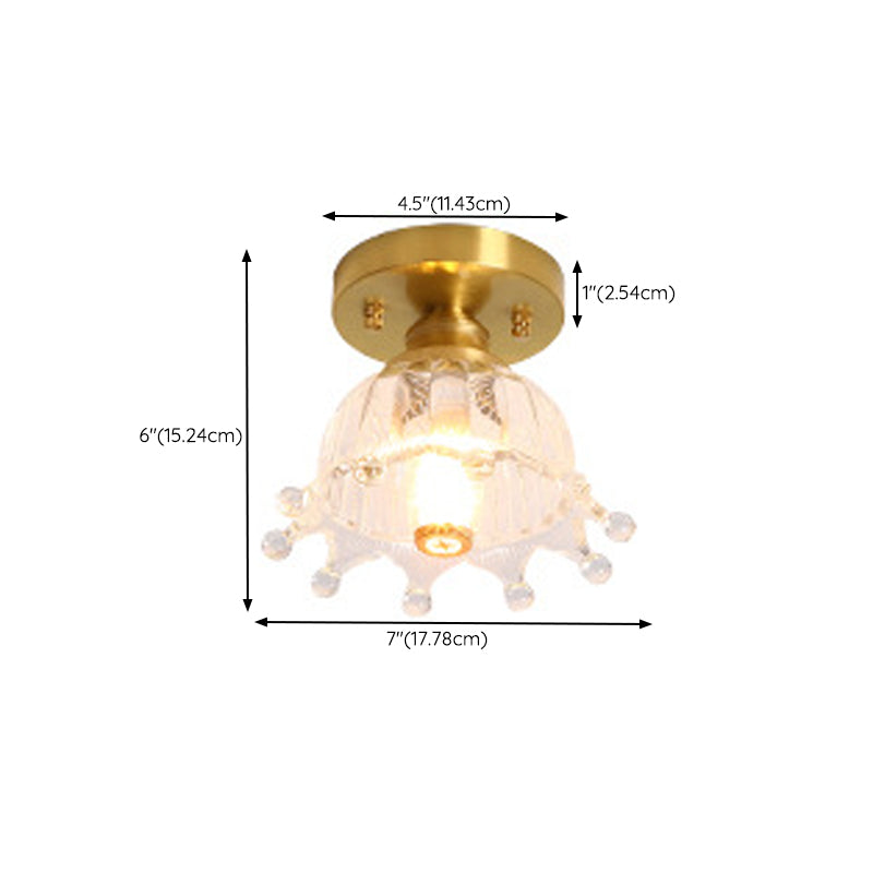 Copper Ceiling Light Modern Ceiling Mount Light with Glass Shade for Aisle