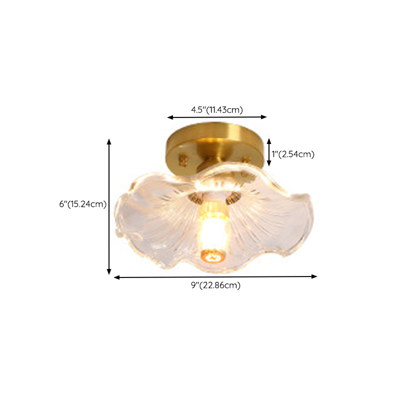 Copper Ceiling Light Modern Ceiling Mount Light with Glass Shade for Aisle