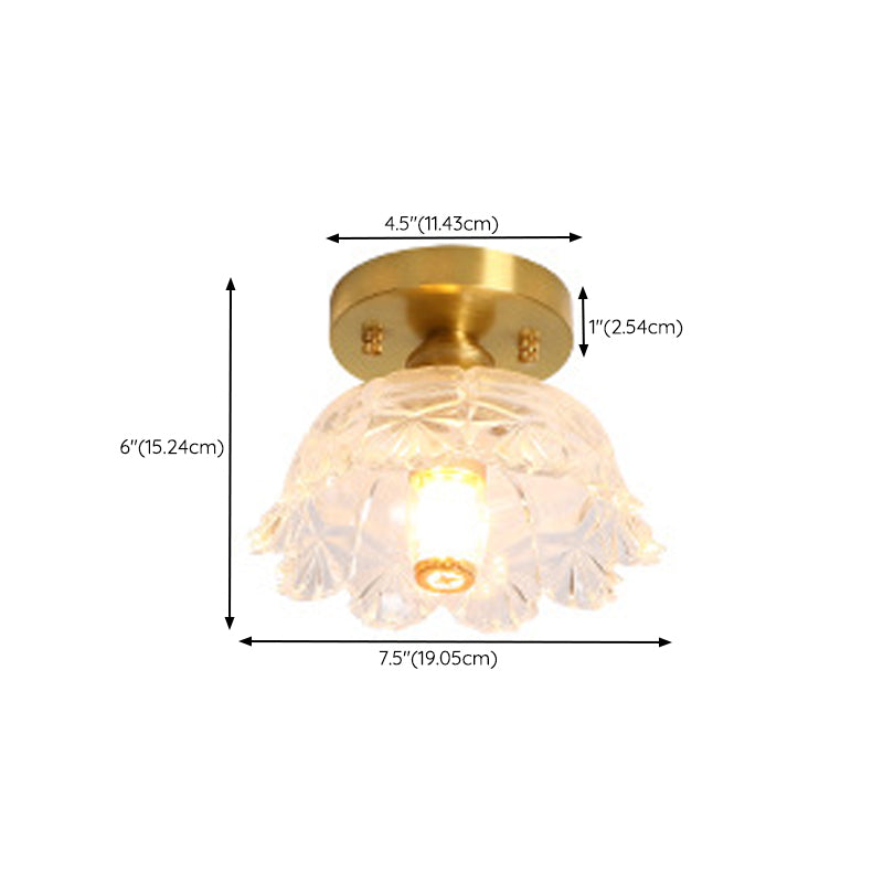 Copper Ceiling Light Modern Ceiling Mount Light with Glass Shade for Aisle