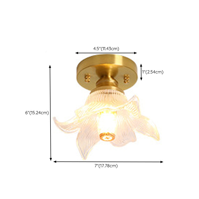 Copper Ceiling Light Modern Ceiling Mount Light with Glass Shade for Aisle