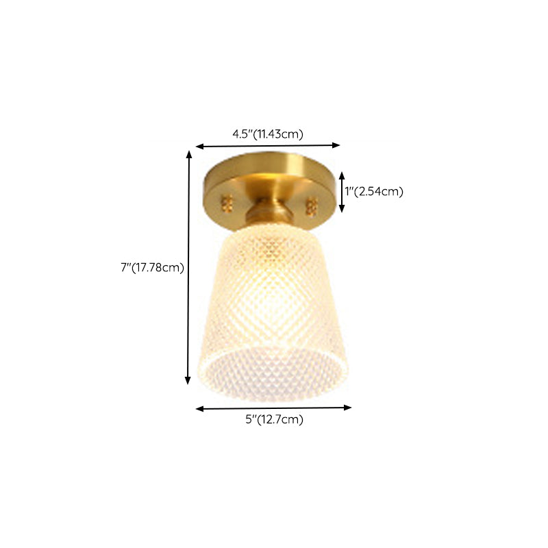 Copper Ceiling Light Modern Ceiling Mount Light with Glass Shade for Aisle