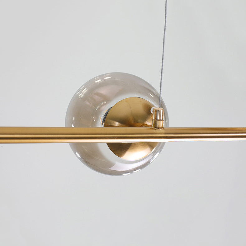 Modernism Glass Shaded Ceiling Light Golden Kitchen Island Lighting for Dining Room