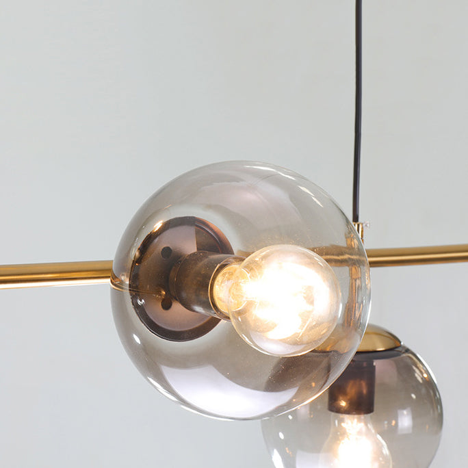 Modernism Glass Shaded Ceiling Light Golden Kitchen Island Lighting for Dining Room