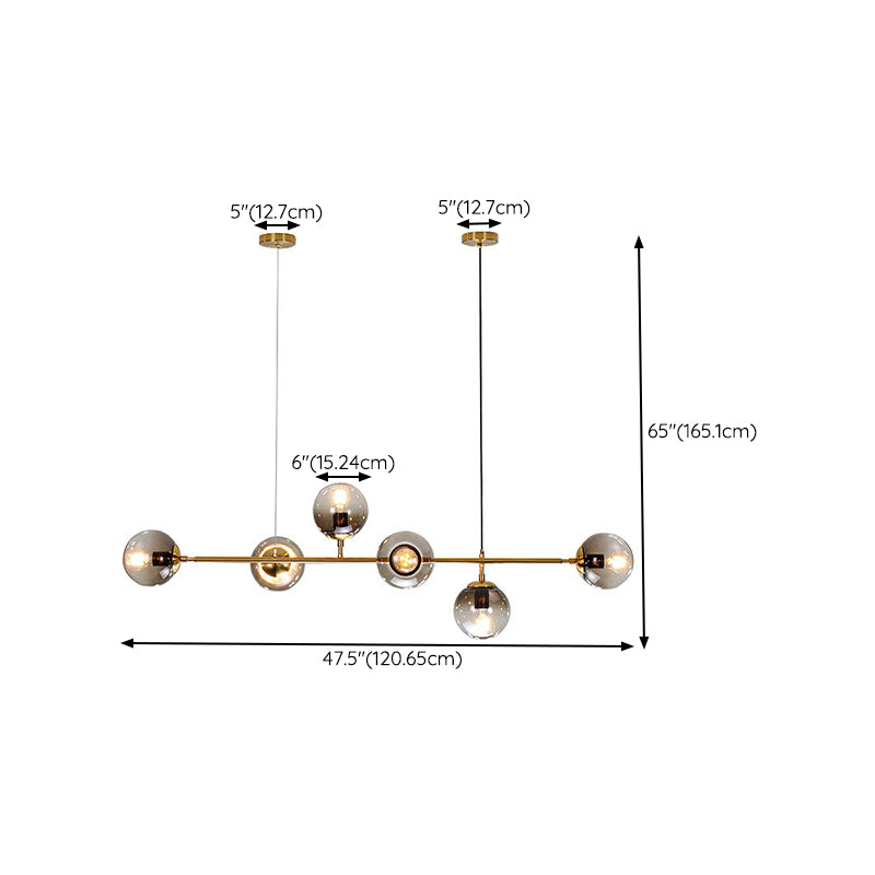 Modernism Glass Shaded Ceiling Light Golden Kitchen Island Lighting for Dining Room