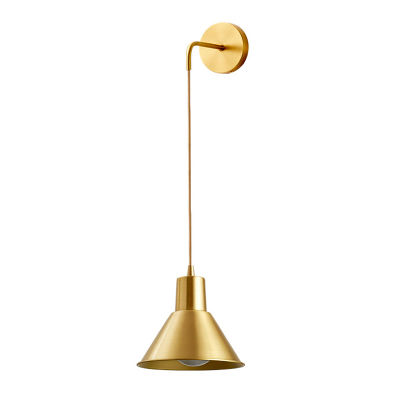 Cone Shape Metal Wall Light Modern Style 1 Light Wall Light Sconce in Brass