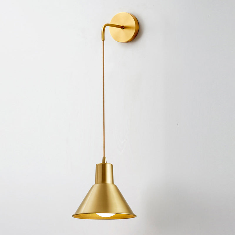 Cone Shape Metal Wall Light Modern Style 1 Light Wall Light Sconce in Brass