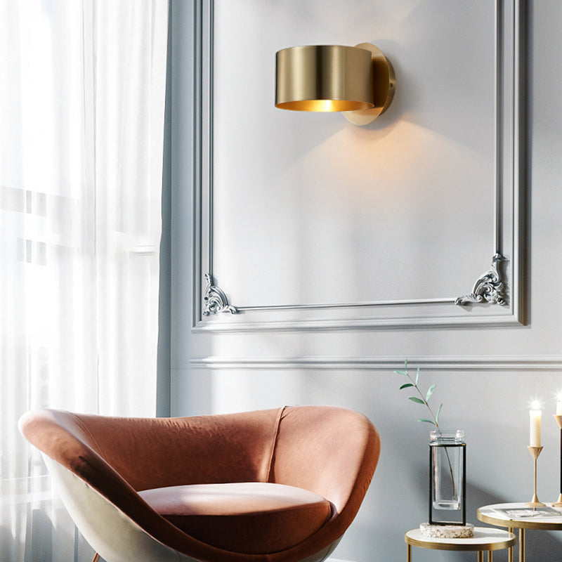 Modern Wall Sconce Drum Copper Sconce Light Fixture for Bedroom