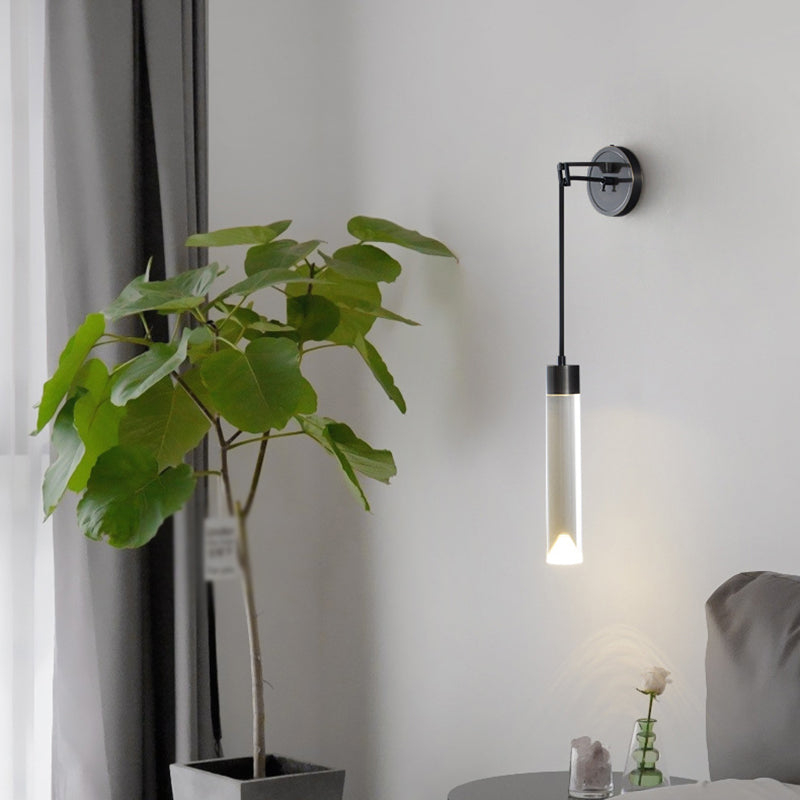 Contemporary Wall Sconce Cylinder Crystal Sconce Lighting for Bedroom