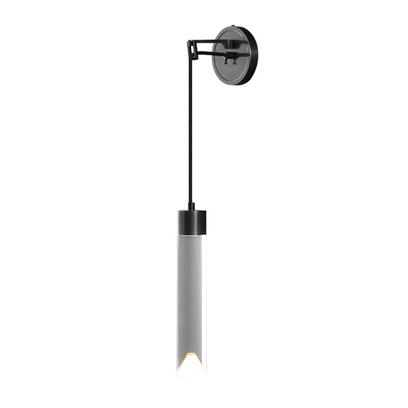 Contemporary Wall Sconce Cylinder Crystal Sconce Lighting for Bedroom