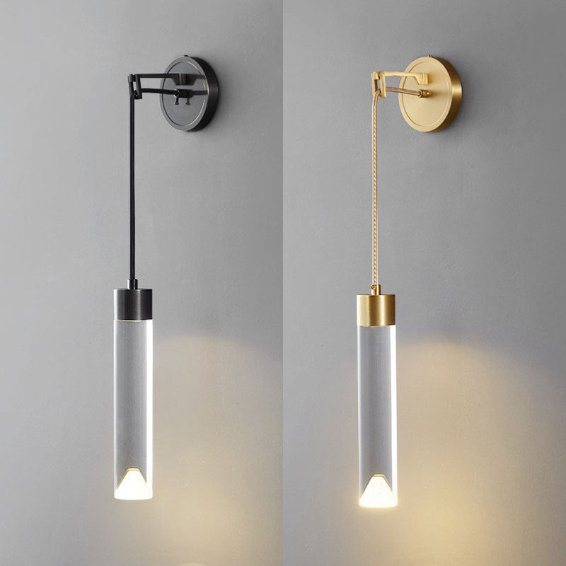 Contemporary Wall Sconce Cylinder Crystal Sconce Lighting for Bedroom