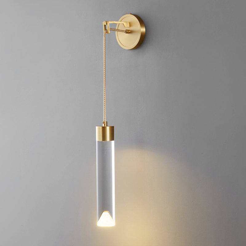 Contemporary Wall Sconce Cylinder Crystal Sconce Lighting for Bedroom