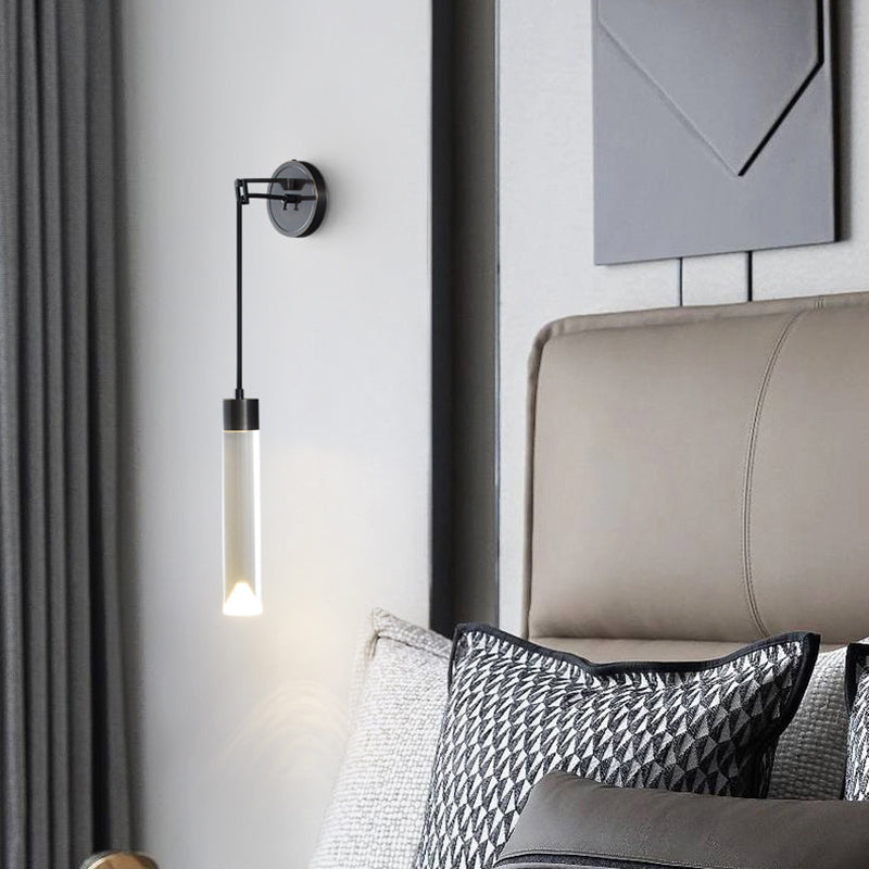 Contemporary Wall Sconce Cylinder Crystal Sconce Lighting for Bedroom