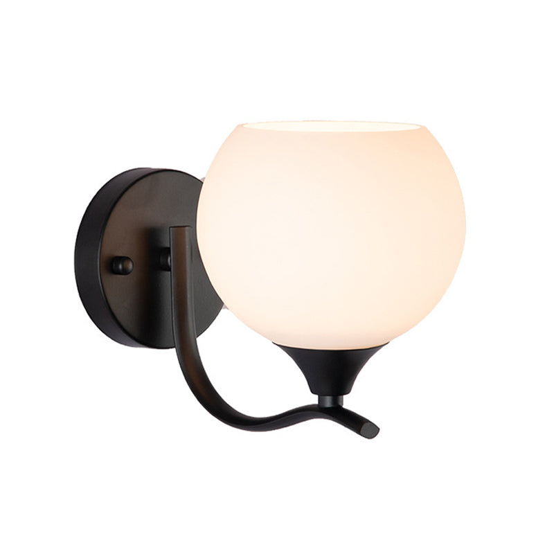Modern Style Ball Shape Wall Light Glass Sconces in Black for Bedroom