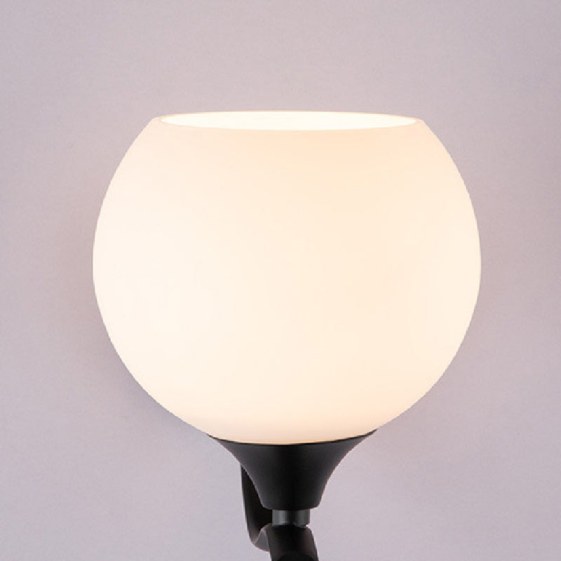 Modern Style Ball Shape Wall Light Glass Sconces in Black for Bedroom